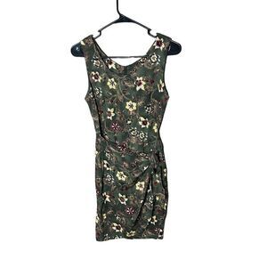 Vintage Tickets 90s Green Floral Print Wrap Dress Size 5/6‎
